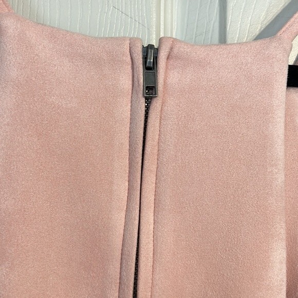 JACK by BB DAKOTA Small Pink Square Neckline Mini Dress Sleeveless Faux Suede - Picture 5 of 8